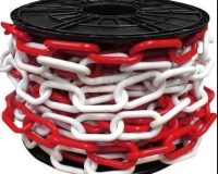 Цепь декоративная D6 пластиковая бело-красная 6мм 25м | СРК Цепь декоративная D6 пластиковая бело-красная 6мм 25м | СРК