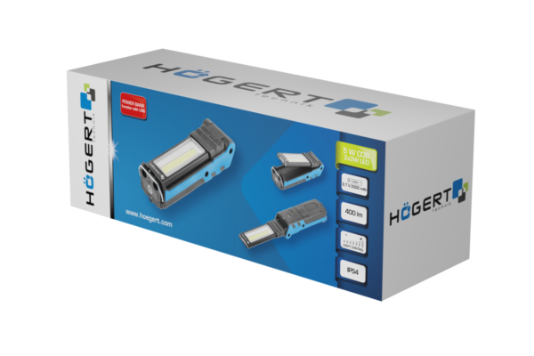 Фонарь светодиодный,  раскладной, 400 люмен, магнит, USB HT1E407 | HOEGERT от Arbostuff.ru
